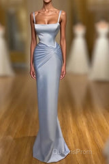 Gorgeous Long Blue Mermaid Graduation Dress Fabulous Straps Evening Prom Dress