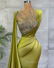 Gorgeous Mermaid Beadings Evening Prom Dress Long With Ruffles