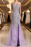 Gorgeous Mermaid Strapless Purple Beaded Long Evening Prom Dress, Mermaid Purple Beaded Formal Evening Dress, Purple Ball Gown