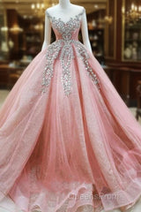 Gorgeous Pink Lace Beaded Princess Dream Wedding Dress Evening Prom Dress