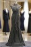 Gorgeous Plus Size Gray Mother Of The Bride Dress Mermaid Cap Sleeves