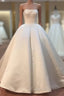 Gorgeous Satin Ball Gowns Strapless Wedding Dress For Bride
