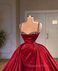 Gorgeous Spaghetti Strap Sleeveless Evening Prom Dress With Train