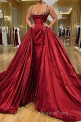Gorgeous Spaghetti Strap Sleeveless Evening Prom Dress With Train