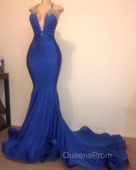 Gorgeous Spaghetti Straps Beads Appliques Evening Prom Dress Elegant Alluring Chic V-neck Fit and Flare Evening Gowns