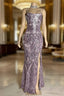 Gorgeous Spaghetti-Straps Mermaid Evening Prom Dress Sequins Sleeveless With Slit