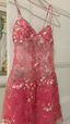 Gorgeous Spaghetti Straps Sequin Short Birthday Outfits Pink Graduation Homecoming Dress