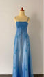 Gothic Vintage Classy Prom Dress Under $170??Gorgeous Spaghetti Straps Beading Applique Gradient Blue Sleeveless Long Classy Evening Dress