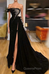 Gorgeous Strapless Split Front A-line Evening Prom Dress With Beading