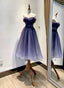 Gradient Tulle Sweetheart Knee Length Evening Prom Dress, Cute Homecoming Dress