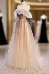 Gradient Tulle with Straps Sweetheart Party Dress, A-line Tulle Evening Dress Evening Prom Dress