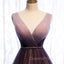 Gradient V-neckline Tulle Long Evening Prom Dress Party Dress, Gradient Evening Gown