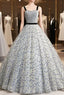 Gray Ball Gown Straps Star Print Long Quinceanera Dress