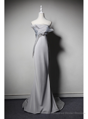 Gray Mermaid Strapless Prom Dress