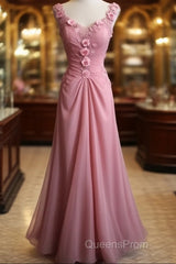 Gray Pink Retro Mermaid V-Neck Chiffon Beaded Long Evening Prom Dress Sweet Applique Birthday Dress