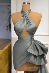 Gray Robe De Soiree Sheath Sheath Halter Detachable Sexy Long Evening Prom Dress Evening Prom Gown Evening Dress