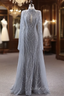 Gray Sheath Sequins Beading Evening Prom Dress