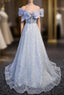 Gray Spaghetti Straps Tulle Sequins Beading Evening Prom Dress