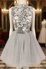 Gray Tulle Homecoming Dress