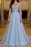 Gray tulle lace long Evening Prom Dress gray tulle formal Dress