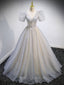 Gray Tulle Sequin Long Evening Prom Dress, Gray Tulle Evening Graduation Dress