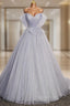 Gray Tulle Sequins Off the Shoulder Pleats Evening Prom Dress
