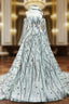 Green Ball Gown Sequins Sweetheart Long Sleeve Embroidery Evening Prom Dress