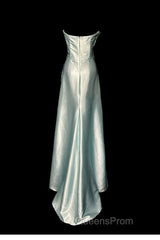 Green Bodycon Dress Strapless Satin Long Evening Prom Dress Simple Evening Dress