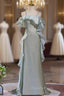 Green Flash Fabric Mermaid Spaghetti Straps Evening Prom Dress