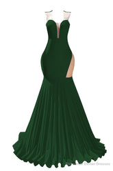 Green Prom Dresses Sexy Mermaid Women Evening Dress Sleeveless Open Back