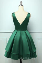 Green Satin Short Homecoming Dress