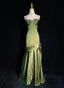 Green Satin Sweetheart Straps Long Classy Evening Dress, Long Green Classy Prom Dress