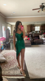 Green Sheath Short Homecoming Dress