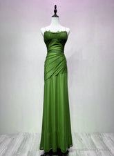 Green Spandex Straps Formal Dress, Green Evening Dress Prom Dress