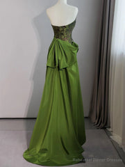 Green Sweetheart Embroidery Sheath Column Prom Dress