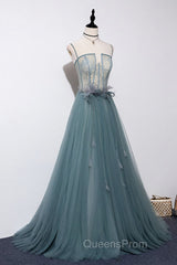 Green sweetheart tulle lace long Evening Prom Dress green formal Dress