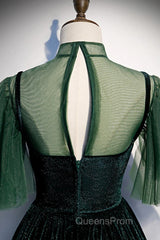 Green Velvet Long A-Line Evening Prom Dress Evening Dress