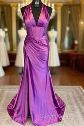 Halter Mermaid Long Evening Prom Dress With Open Back