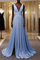 High Street Chiffon Beach Wedding Dress Plunge Neck