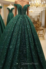 Hot Appliques Ball Gown Dark Green Wedding Dress Sequin Quinceanera Dress