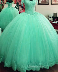 Hot Ball Gown Lace Quinceanera Dress Tulle Appliques Off Shoulder Party Dress