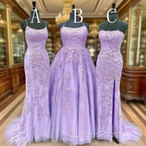 Hot Lace Violet Purple Lace Evening Prom Dress Sleeveless Long School Dance Dress