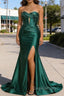 Hunter Green Mermaid Sweetheart Corset Long Prom Dress with Slit