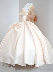 Ivory Satin Strapless Beading Pleats Wedding Dress