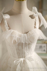 Champagne Tulle Lace Knee Length Prom Dress, Cute A-Line Party Dress