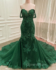 Lace Appliques Evening Prom Dress Mermaid Off Shoulder
