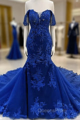 Lace Appliques Evening Prom Dress Mermaid Off Shoulder