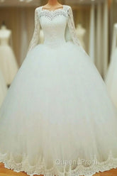 Lace Long Sleeves Wedding Dress Ball Gowns