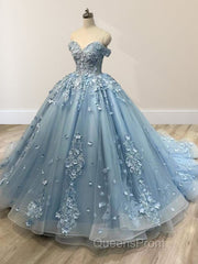 Lace Sky Blue Off the Shoulder Ball Gown Quinceanera Dress