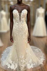 Lace Strapless Mermaid Long Bridal Gown